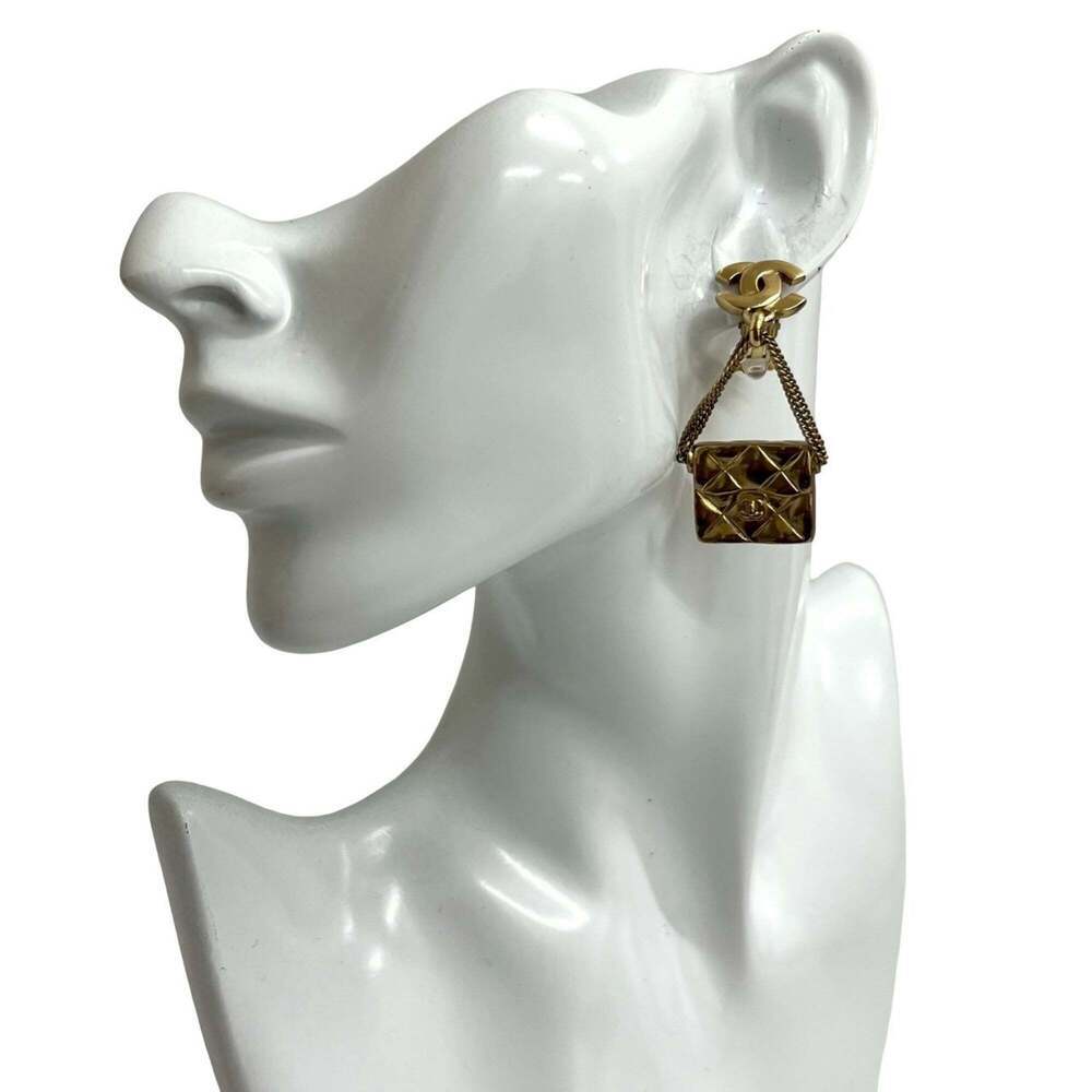 CHANEL Authentic Gold Logo Earrings